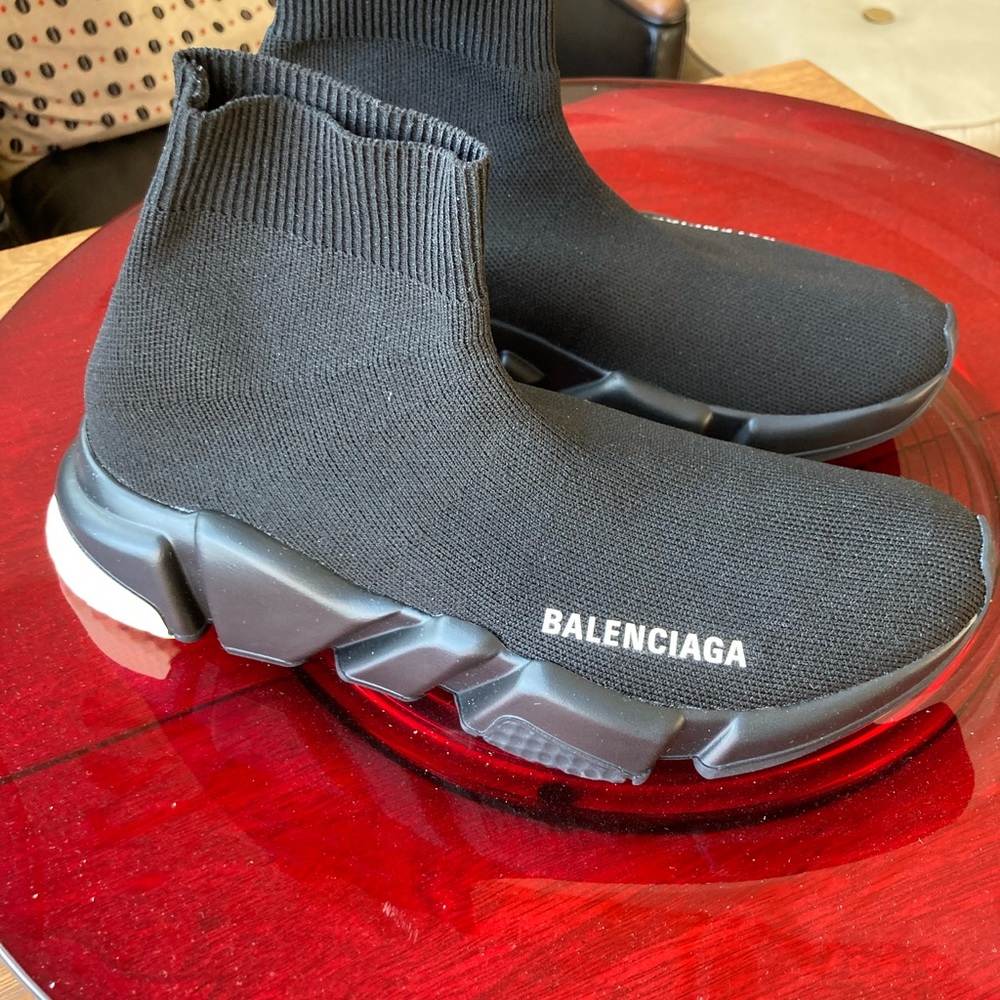 New Balenciaga Black and White Speed Knit Sock Trainer Sneaker Size 36/6